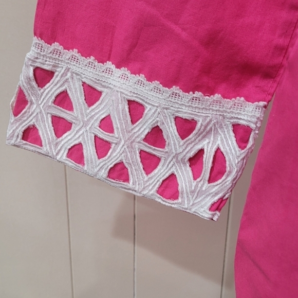 Sabby Anand Pink Tunic Shabby Chic Boho Long Sleeve Top Sz M Lightweight Kurtis - Picture 9 of 10